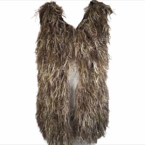 Elan Shaggy Feathery Fringe Knit Vest